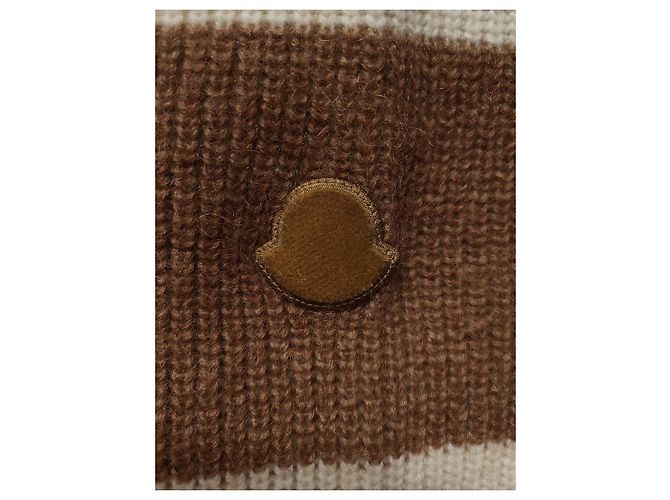 Moncler Strickpullover mit Rollkragen Logo Color Block Ivory Brown - Ansicht 3