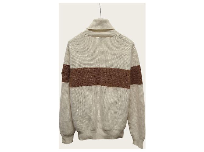 Moncler Strickpullover mit Rollkragen Logo Color Block Ivory Brown - Ansicht 4