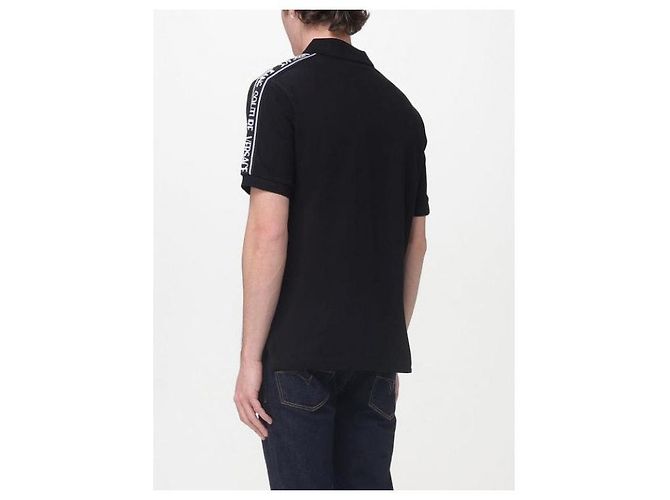 Versace Tape Logo Polo Shirt Black - view 5