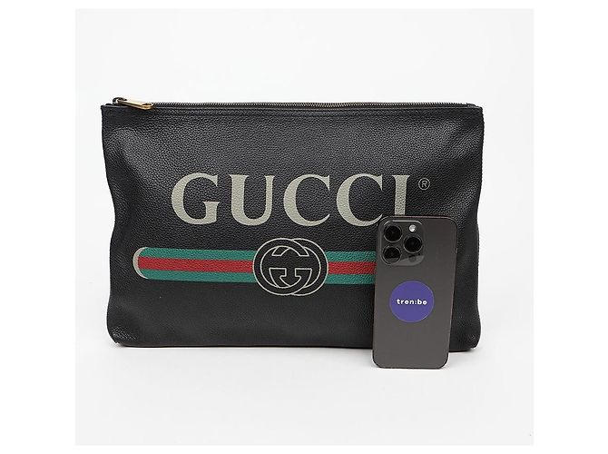 Gucci Pochette con stampa logo nera - vista 10