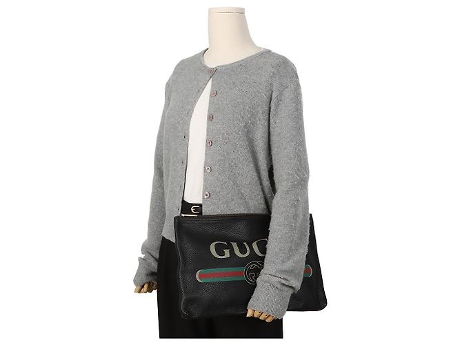 Gucci Pochette con stampa logo nera - vista 11