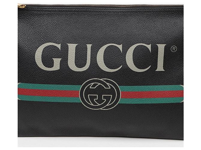 Gucci Pochette con stampa logo nera - vista 2