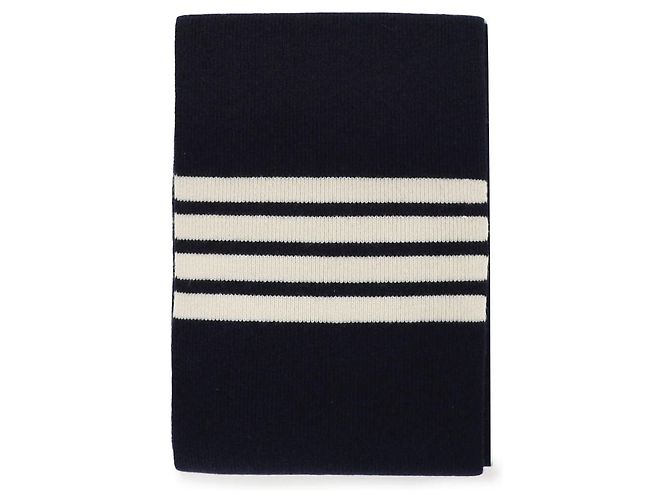 Sciarpa Thom Browne Cashmere Rib 4-Bar Navy - vista 5