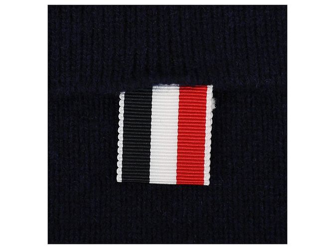 Sciarpa Thom Browne Cashmere Rib 4-Bar Navy - vista 8