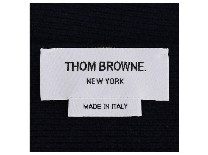 Sciarpa Thom Browne Cashmere Rib 4-Bar Navy - vista 9