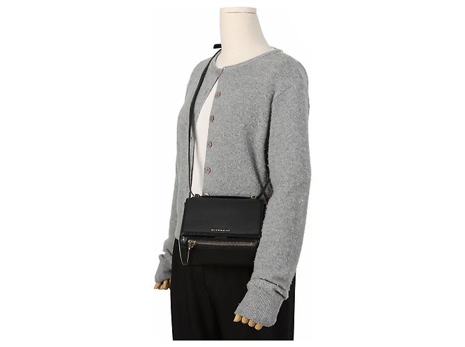 Givenchy Mini Borsa a Tracolla e Spalla Pandora Box in Pelle Nero - vista 12
