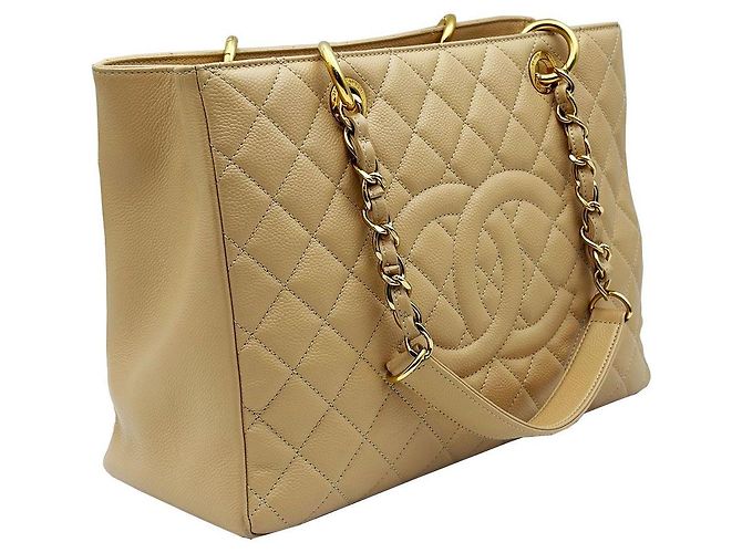 Chanel Borsa a tracolla con catena Caviar Skin Beige - vista 4