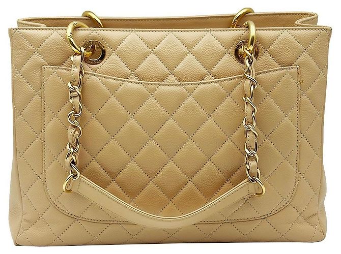 Chanel Borsa a tracolla con catena Caviar Skin Beige - vista 5
