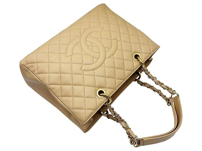 Chanel Borsa a tracolla con catena Caviar Skin Beige - vista 6