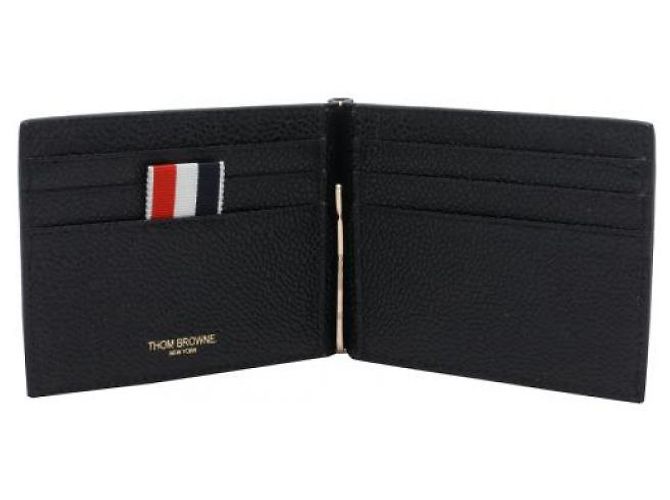 Thom Browne Fermi denaro in pelle Pebble Grain - vista 5
