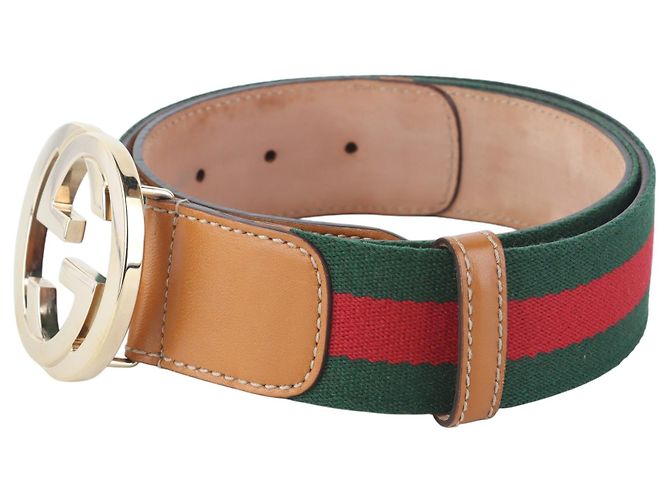 Gucci Gold GG Interlocking Three-Line Belt - view 2