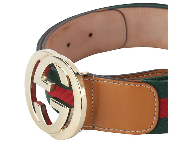 Gucci Gold GG Interlocking Three-Line Belt - view 3