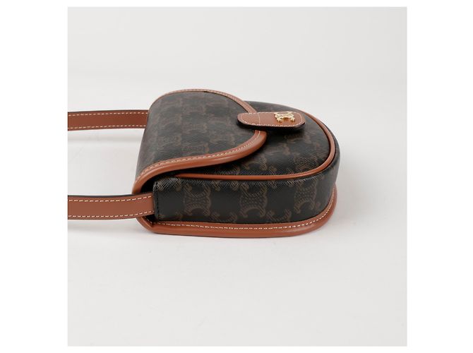Céline Borsa a tracolla Mini Triomphe in tela Tan - vista 4
