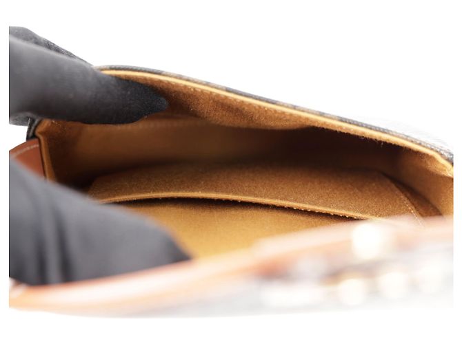 Céline Borsa a tracolla Mini Triomphe in tela Tan - vista 8
