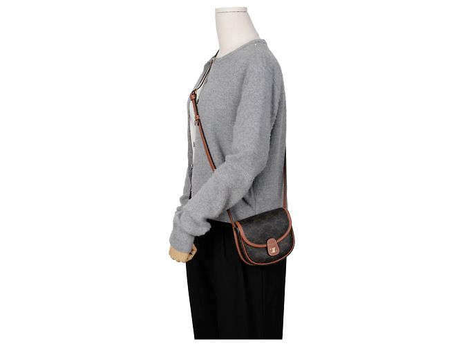 Céline Borsa a tracolla Mini Triomphe in tela Tan - vista 9