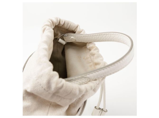 Maison Martin Margiela Borsa a secchiello piccola in pelle bianca - vista 10