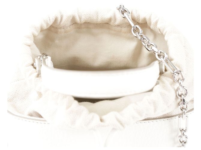 Maison Martin Margiela Borsa a secchiello piccola in pelle bianca - vista 13