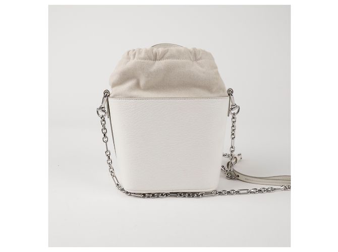 Maison Martin Margiela Borsa a secchiello piccola in pelle bianca - vista 5