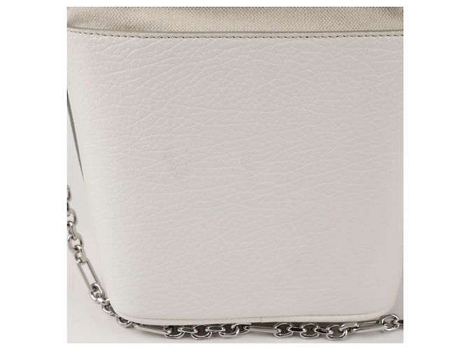 Maison Martin Margiela Borsa a secchiello piccola in pelle bianca - vista 6