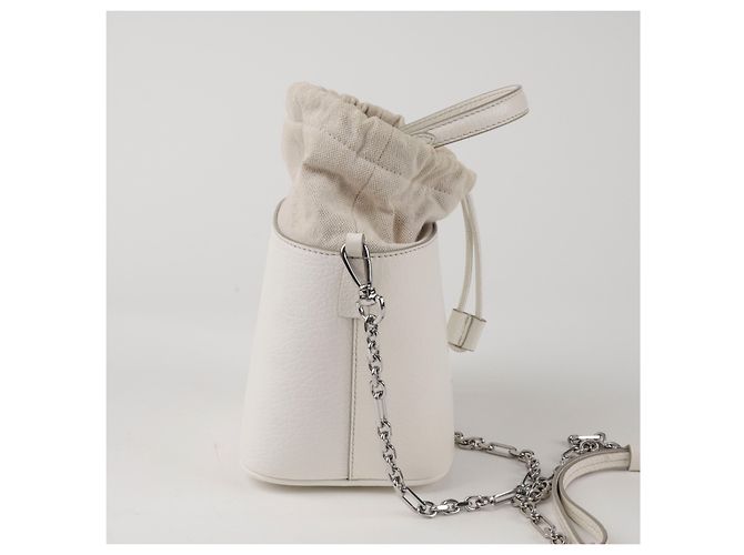 Maison Martin Margiela Borsa a secchiello piccola in pelle bianca - vista 7