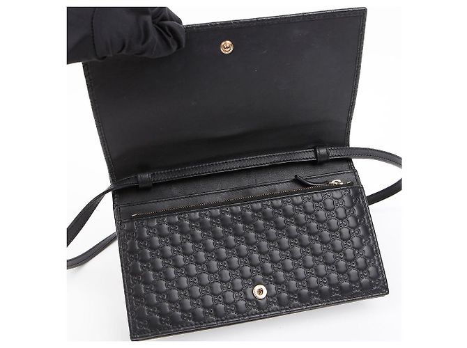 Gucci Borsa a Tracolla Mini Leather Microshima Nera - vista 10
