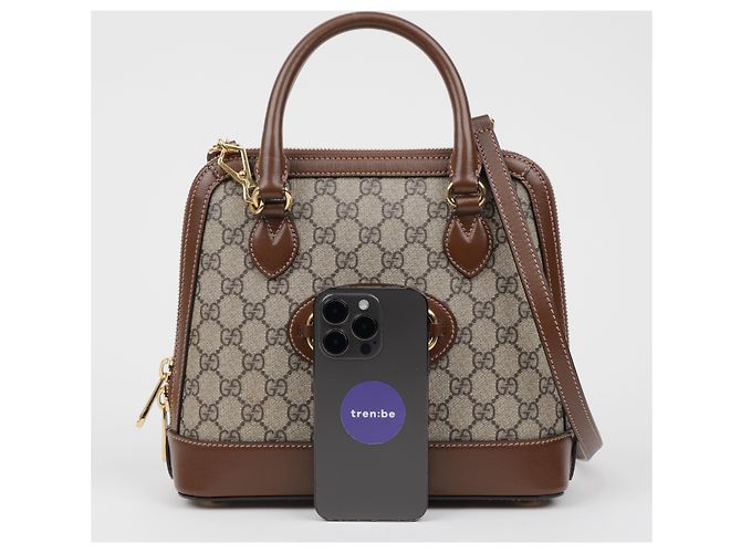 Gucci mala Horsebit Small Top Handle castanha - vista 14