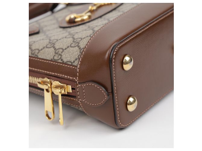 Gucci mala Horsebit Small Top Handle castanha - vista 8
