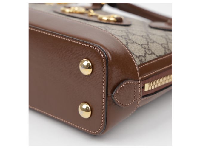 Gucci mala Horsebit Small Top Handle castanha - vista 9