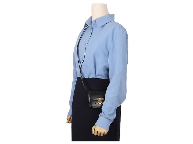Céline Mini Claude in vitello lucido nero - vista 11