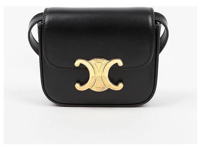 Céline Mini Claude in vitello lucido nero - vista 2