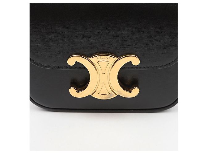 Céline Mini Claude in vitello lucido nero - vista 3