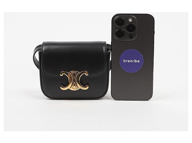 Céline Mini Claude in vitello lucido nero - vista 7