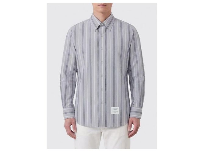 Thom Browne Camicia a maniche corte in cotone Madras a righe Rep - vista 4