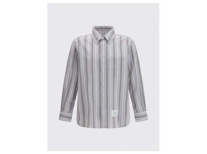 Thom Browne Camicia a maniche corte in cotone Madras a righe Rep - vista 5