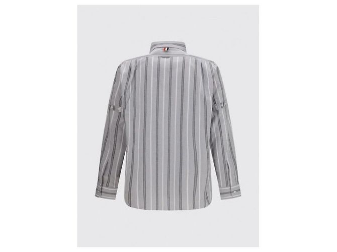 Thom Browne Camicia a maniche corte in cotone Madras a righe Rep - vista 6
