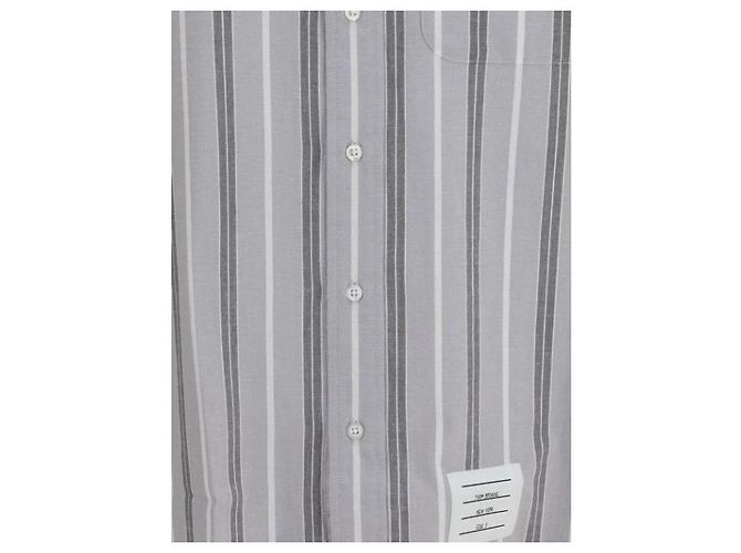 Thom Browne Camicia a maniche corte in cotone Madras a righe Rep - vista 7