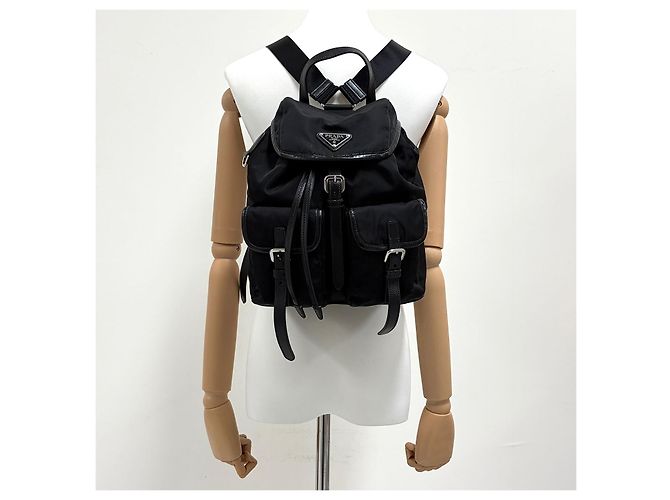 Prada Mochila de nailon con logotipo triangular Small Black - vista 4