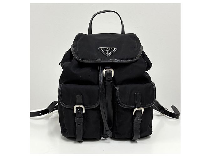Prada Mochila de nailon con logotipo triangular Small Black - vista 6