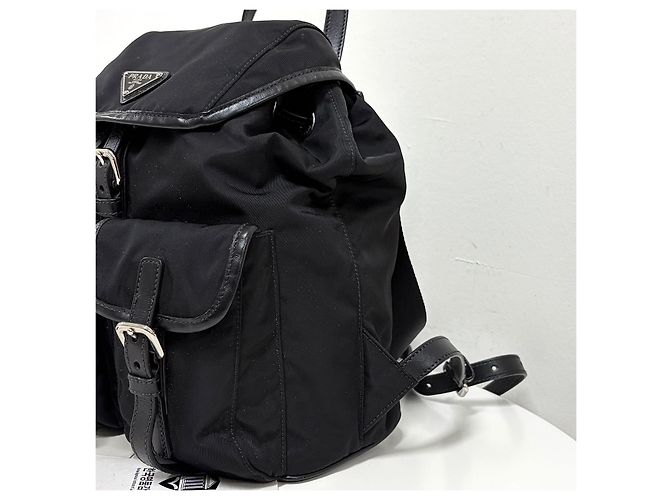 Prada Mochila de nailon con logotipo triangular Small Black - vista 7