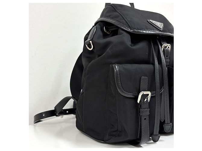 Prada Mochila de nailon con logotipo triangular Small Black - vista 8