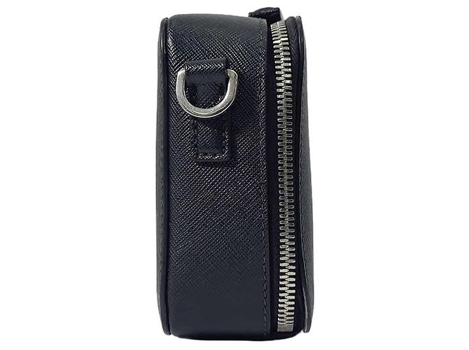 Prada Borsa a Tracolla da Viaggio in Pelle Saffiano Nera - vista 7