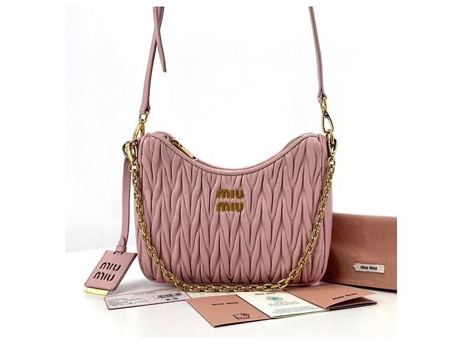 Miu Miu Borsa a tracolla in Nappa con catena - vista 4