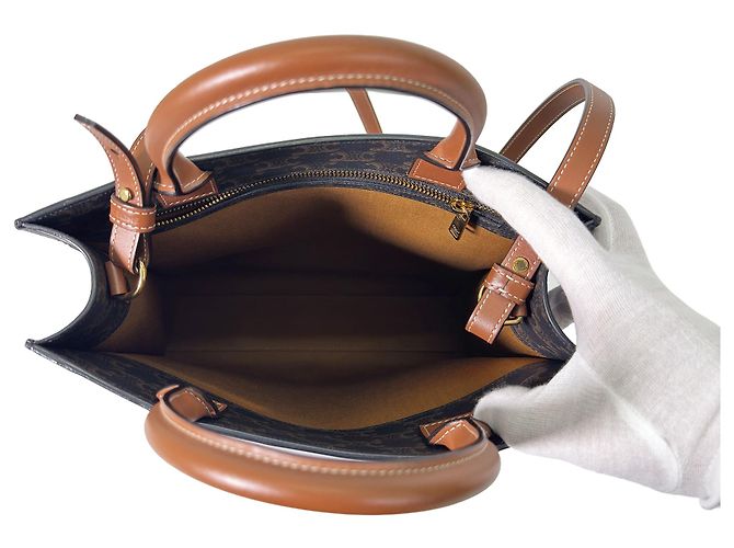 Céline Vertical Cabas Triomphe Canvas Tote Bag Schultertasche Small Tan - Ansicht 10
