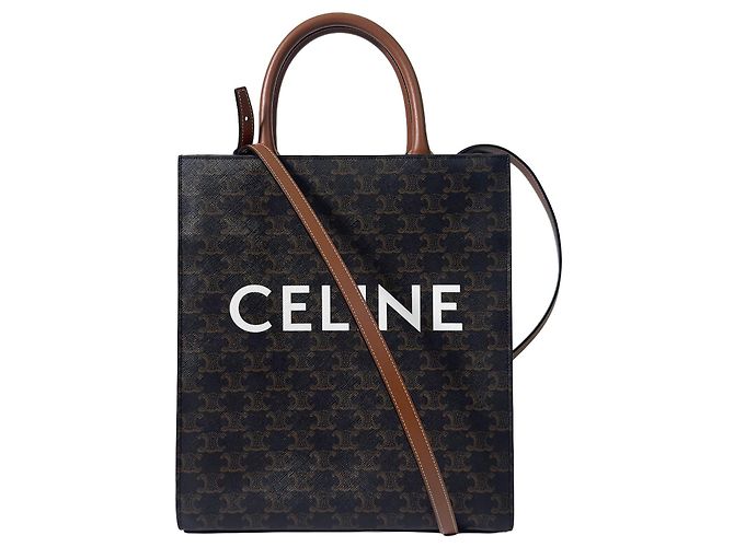 Céline Vertical Cabas Triomphe Canvas Tote Bag Schultertasche Small Tan - Ansicht 2