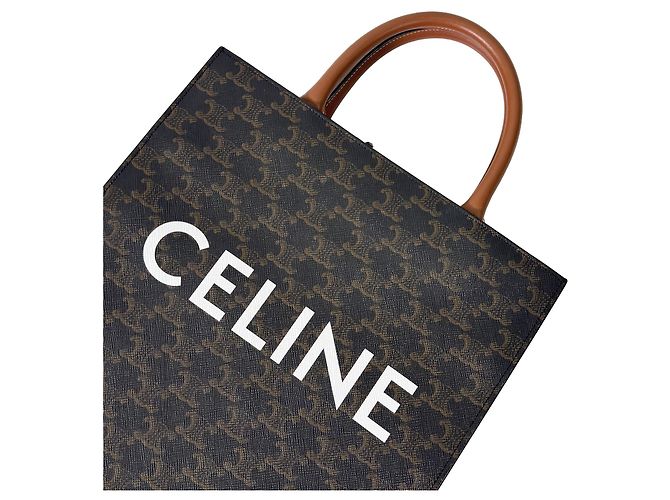 Céline Vertical Cabas Triomphe Canvas Tote Bag Schultertasche Small Tan - Ansicht 9