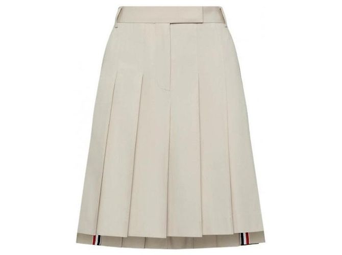 Thom Browne Cotton Pleated Skirt Beige - view 4