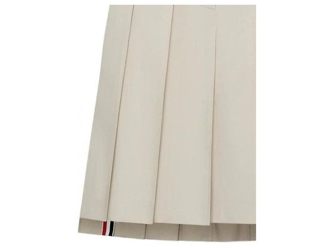 Thom Browne Cotton Pleated Skirt Beige - view 6