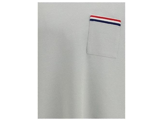 Thom Browne RWB besticktes T-Shirt aus strukturiertem Baumwoll-Leinen Hellgrau - Ansicht 7