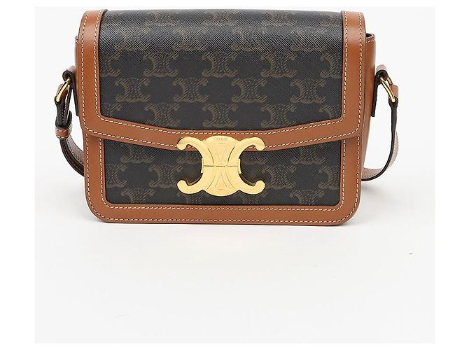 Céline Tin Triope Canvas Schultertasche Tan - Ansicht 2