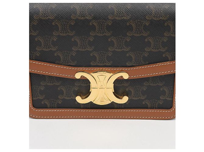 Céline Tin Triope Canvas Schultertasche Tan - Ansicht 3